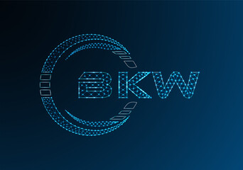 BKW low poly letter logo vector design. BKW lower poly logo design.