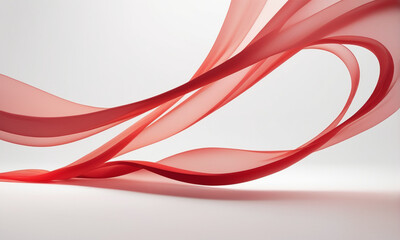Red Gradient Abstract Curve On White Background