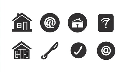 Circular Shapes with Clean Line Art, Solid Gray Background for Web UI Design, Mobile Applications, and Digital Interface Systems. Universal Navigation Elements in Flat Professional Style.