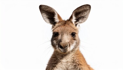Fototapeta premium adorable kangaroo sitting on white background close up of australian wildlife cute animal portrait