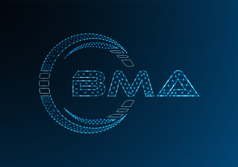 BMA low poly letter logo vector design. BMA lower poly logo design.