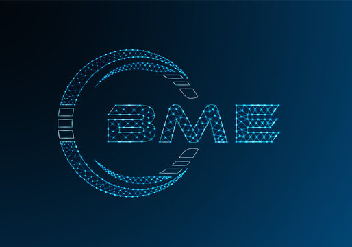 BME low poly letter logo vector design. BME lower poly logo design.