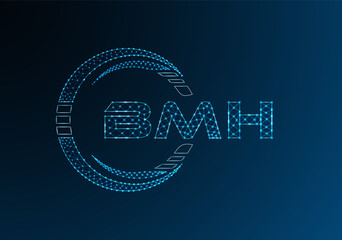 BMH low poly letter logo vector design. BMH lower poly logo design.
