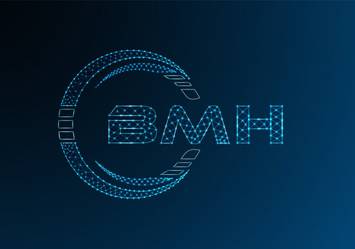 BMH low poly letter logo vector design. BMH lower poly logo design.