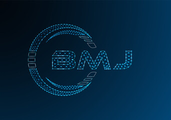 BMJ low poly letter logo vector design. BMJ lower poly logo design.