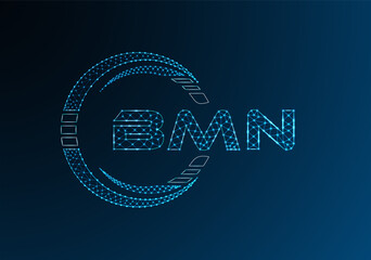 BMN low poly letter logo vector design. BMN lower poly logo design.