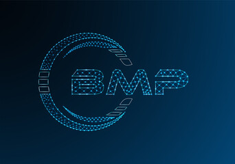 BMP low poly letter logo vector design. BMP lower poly logo design.