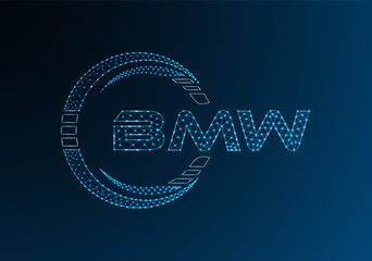BMW low poly letter logo vector design. BMW lower poly logo design.