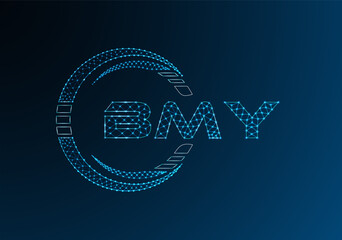 BMY low poly letter logo vector design. BMY lower poly logo design.