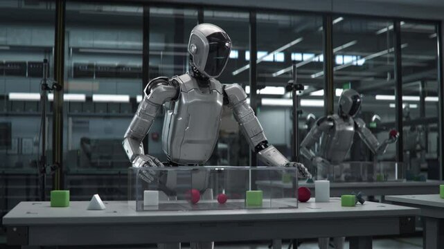 Concept: Training and Education Process of General Purpose AI-enabled Robot, it Solves Challenges, Demonstrates Agility and Reasoning Skills. Humanoid Robot Research and Development Laboratory.