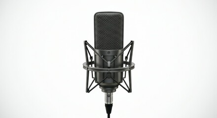 Microphone for news and interviews on isolated white background