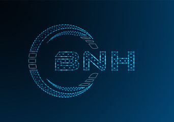 BNH low poly letter logo vector design. BNH lower poly logo design.
