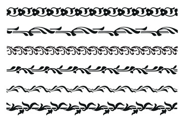 Set of decorative floral seamless ornamental border - Vector modular