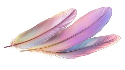 Naklejka premium Delicate Feathers Arrangement with Pastel Colors on White Background for Design