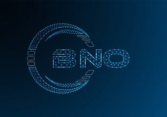 BNO low poly letter logo vector design. BNO lower poly logo design.