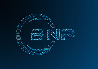 BNP low poly letter logo vector design. BNP lower poly logo design.