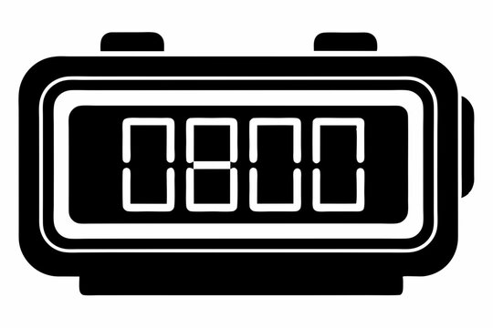 recommend clip art: Digital Alarm Clock Silhouette Vector Illustration