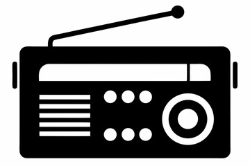 Hand Crank Radio Silhouette Vector Illustration