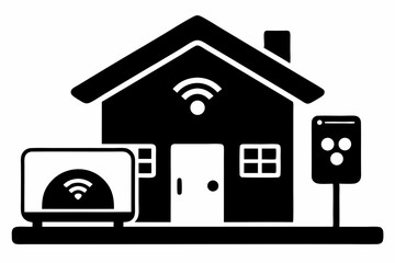 Home Automation Hub Silhouette Vector Illustration