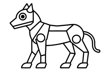 Robotic Pet Line Art Vector Illustration