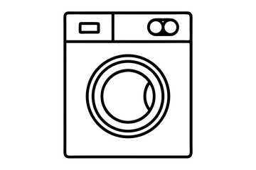 Smart Washing Machine Line Art Vector Illustration