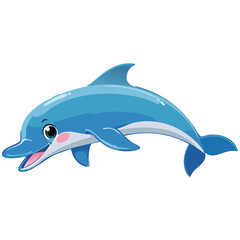 Fototapeta premium Happy Blue Dolphin Flat