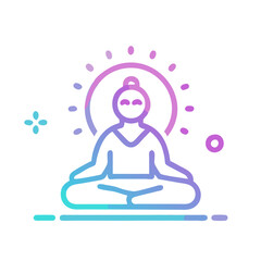 Gradient Buddha Icon in Meditation Pose on Black