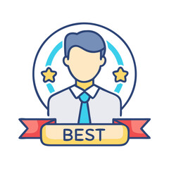 Best Performer Illustration with Star Award and Ribbon