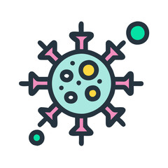 Obraz premium Colorful Virus Illustration on Black Background for Scientific Use