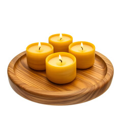 Burning Candles on Wooden Tray Creates Relaxing Warm Ambiance
