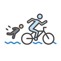 Obraz premium Simple Triathlon Icon: Swimming, Cycling, on Black Background