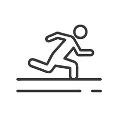Running Man Icon on Black Background, Speed Symbol