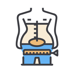 Waist trainer with body and measuring tape illustration.