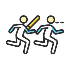 Running People Icon, Stick Figures, Escaping, Pursuing