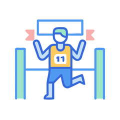 Running Athlete Winning Race, Crossing Finish Line, Illustration