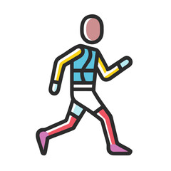 Colorful trail runner icon, ultramarathon, endurance sports theme