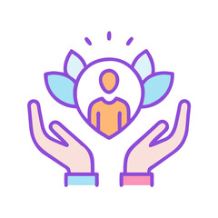 Holistic care, mental health, and wellbeing icon concept