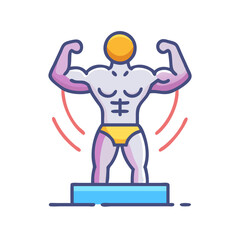 Bodybuilder Vector Illustration, Muscle Man, Fitness and Strength