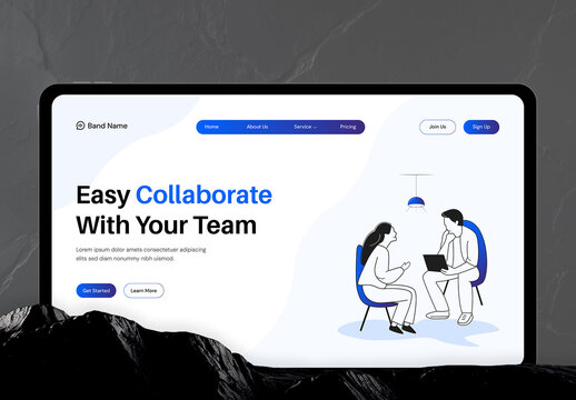 Business Landing Page Hero Header with Illustration