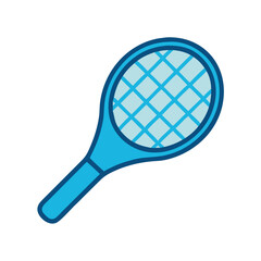 Blue Tennis Racket Illustration on Black Background, Sport Tool