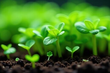 Naklejka premium Bright broccoli microgreen sprouts, close-up view , closeup, vegan, sprouts