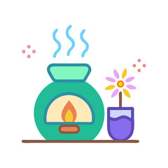 Aromatherapy diffuser and flowers for relaxation and wellness