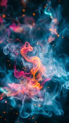 Colorful Waves and Smoke Abstract Background with Neon