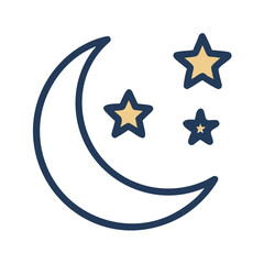 Crescent moon with stars vector graphic on black