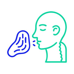 Neon Icon: Person Sniffing, Allergies, Illness Concept Illustration