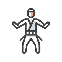 Karate master illustration with a black background, training