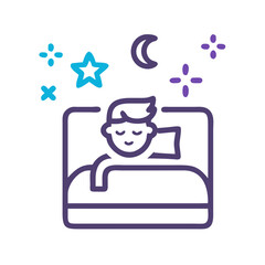 Sleeping peacefully under the stars and crescent moon