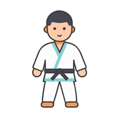 Fototapeta premium Cartoon illustration of a karate fighter with black belt