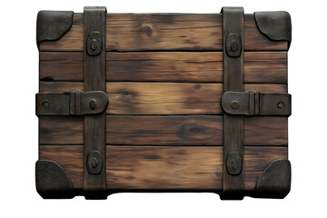 Rustic Wood Chest with Metal Straps and Corners Still Life