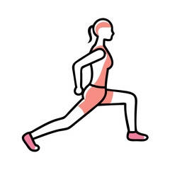 Woman in Lunge Exercise Fitness Black Background Graphic